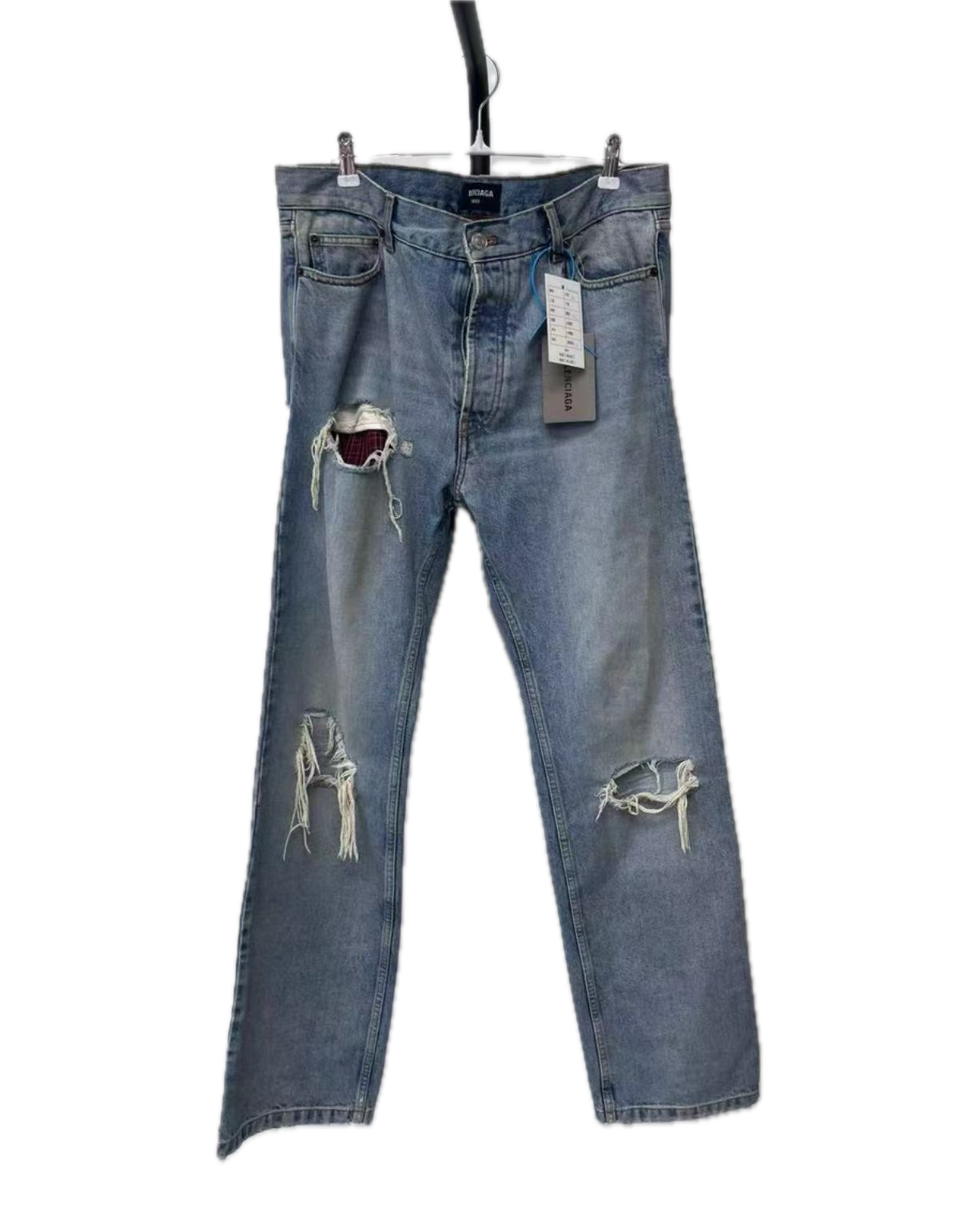 Balenciaga Distressed Jeans with Red Plaid Lining – Iann Conner Worn