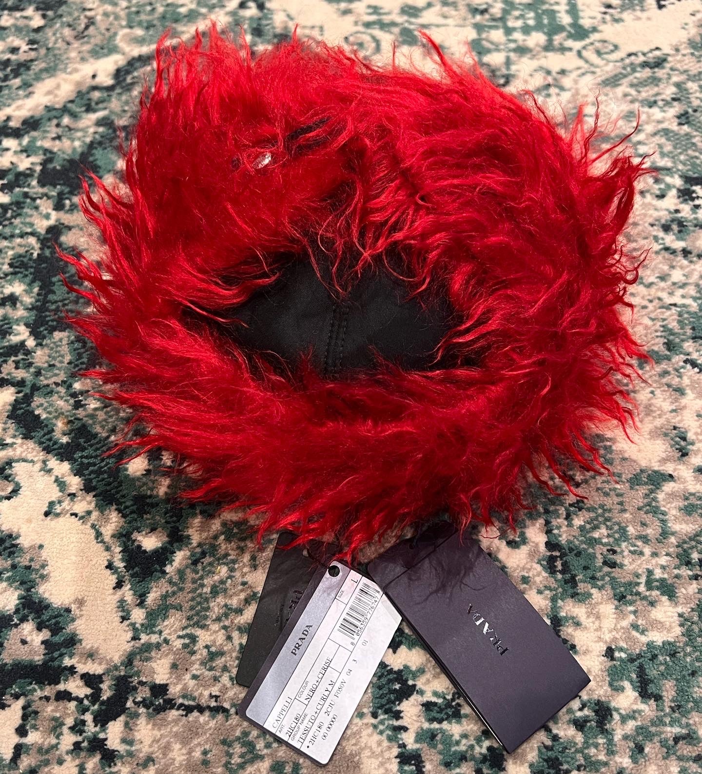 Prada fall 19 faux fur trapper hat - red