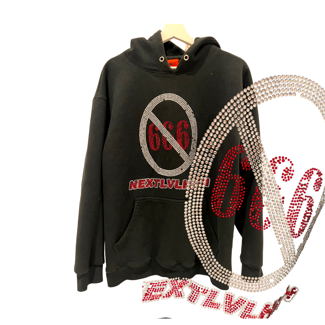 NEXT LEVEL HIGH -ev bravado rhinestone hoodie