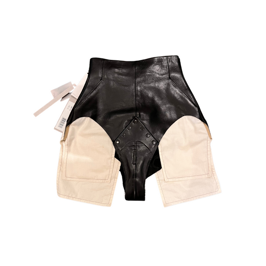 Rick Owen SS21 maillot leather shorts -black