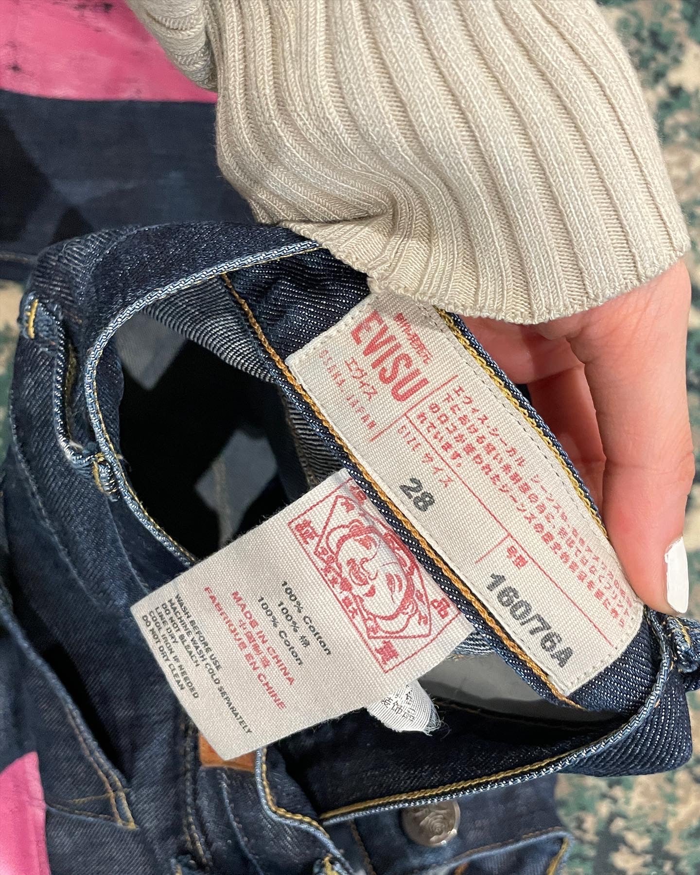 Evisu vintage denim jeans -pink logo