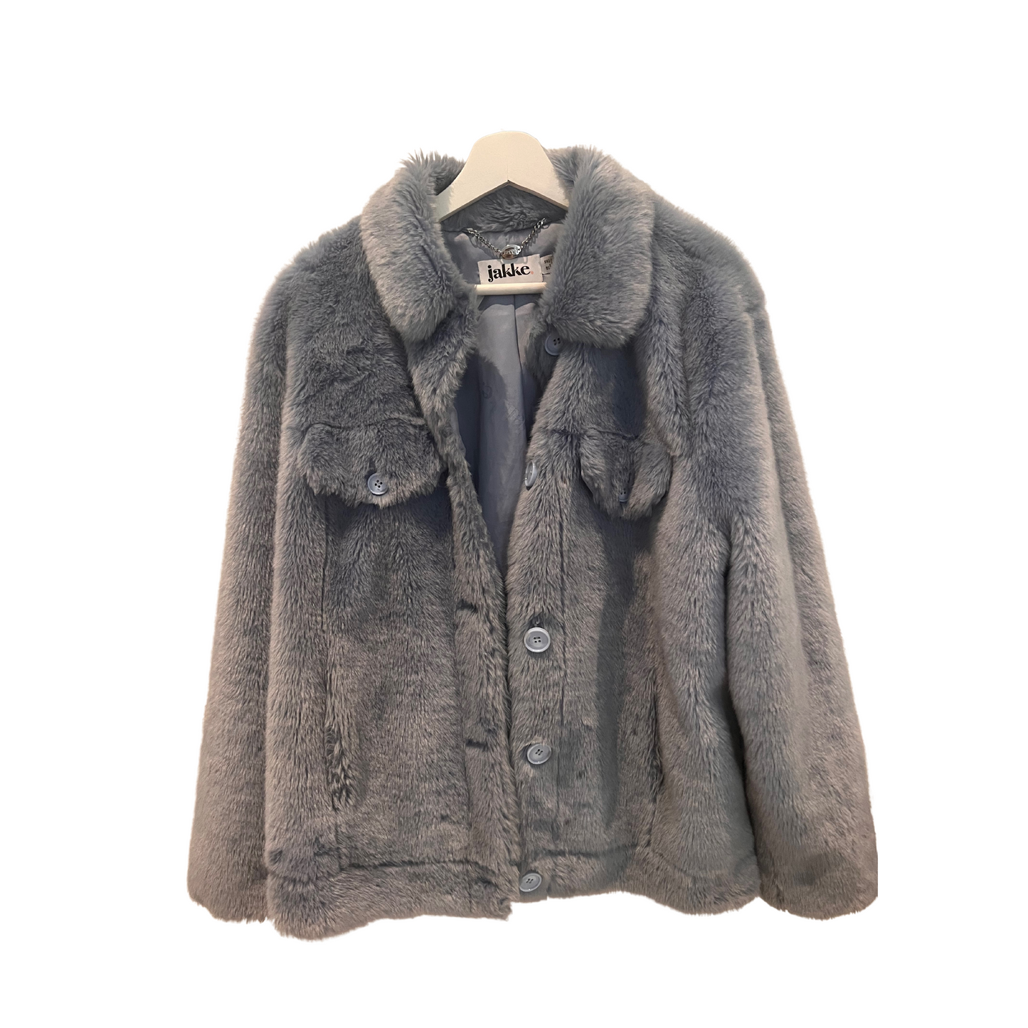 Jakke fur coat -blue