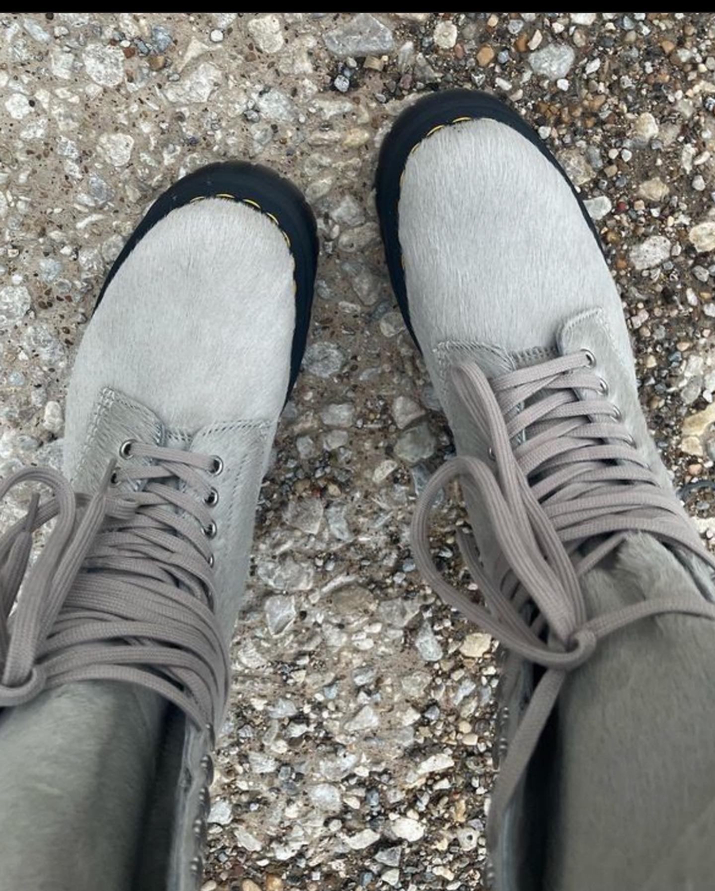 Rick Owens x Dr Martens pony hair grey boots