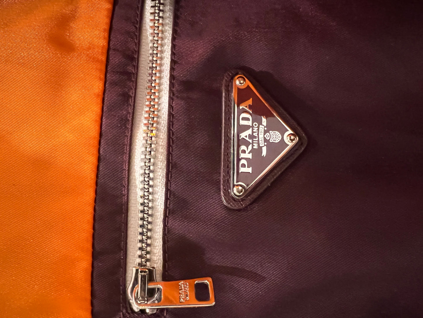 Prada orange burgundy nylon jacket